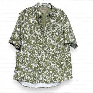 New DULUTH CoolPlus UPF 50 Action Green Leafy Print Outdoor Fishing Sport Shirt